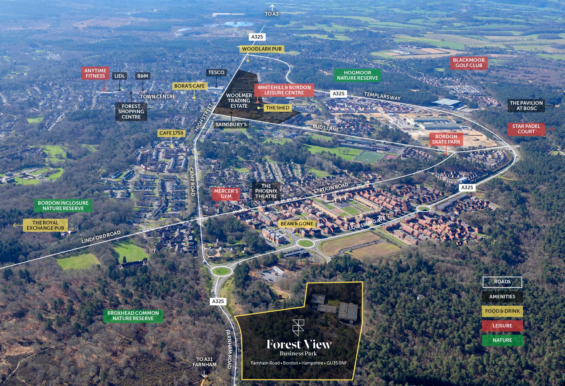 aerial-amenities-map_04 Industrial / Warehouse Units to let Hampshire